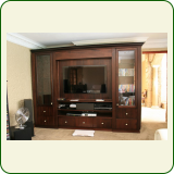 03 Custom designed Mahogany TV unit with built in appliances, glass doors and CD DVD storage.JPG - Ref:60